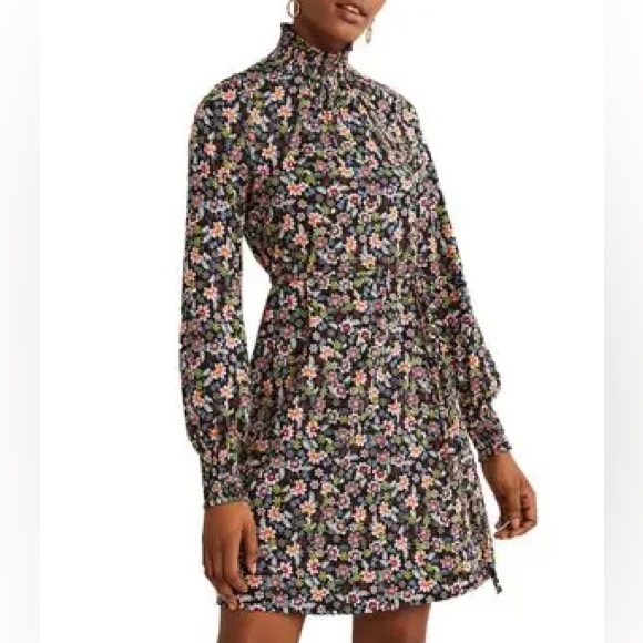 Boden Smocked Jersey Shift Dress Floral Print Multicolor NWT size 12 - Picture 1 of 13